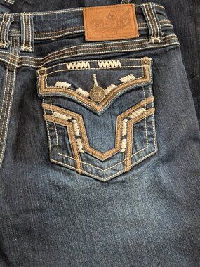 LA IDOL USA Jeans Rhinestone Studded Stretch Jeans Size 15W37xL30 Blue .